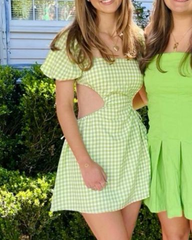 Reformation Checkered Green Dress | Pickle