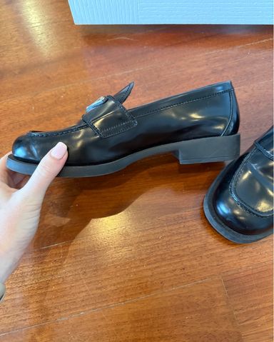 靴 PRADA SPORT leather loafers black US8.5 prada loafers women | eBay