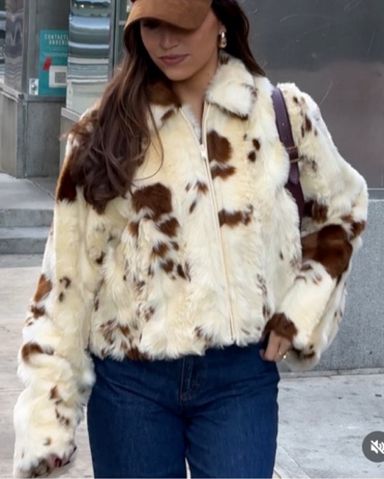 Zara faux fur animal print jacket | Pickle