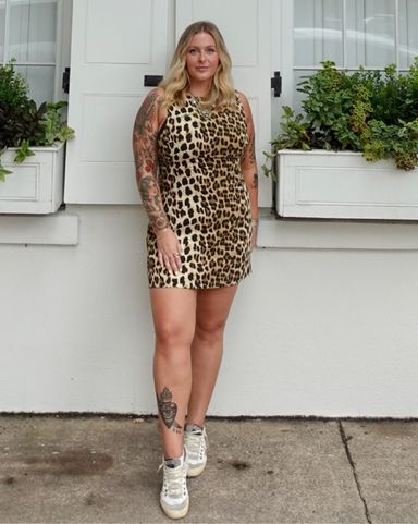 マイケルコース★Cheetah Print Stretch Crepe Shift Dress Graphic Leopard Print Stretch Crepe Mini Dress | Michael