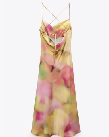 Zara SATIN EFFECT MIDI TIE-DYE DRESS | Pickle
