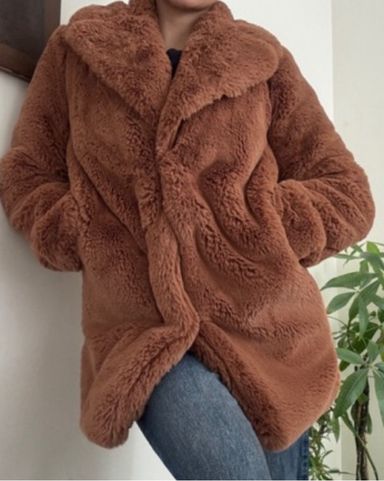 Brown Fur REVERSIBLE LONG COAT | Pickle