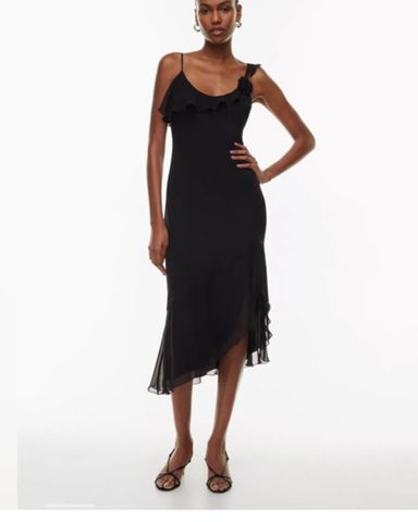 Mango Black ruffle maxi dress | Pickle