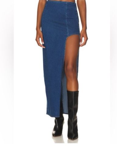 Alice + Olivia Two Tone Denim Maxi Skirt | Pickle