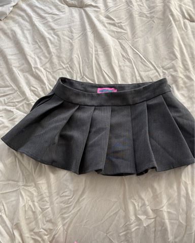 ★RAIVE★ Pleats Mini Skirt in Grey VW4SS12512 XNWMNZ 2024 Women Fashion Low waist Mini Skirt Wide Pleat