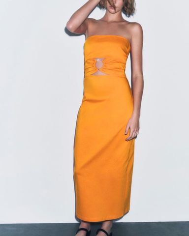 Orange Zara One-Shoulder Midi Dress | Pickle
