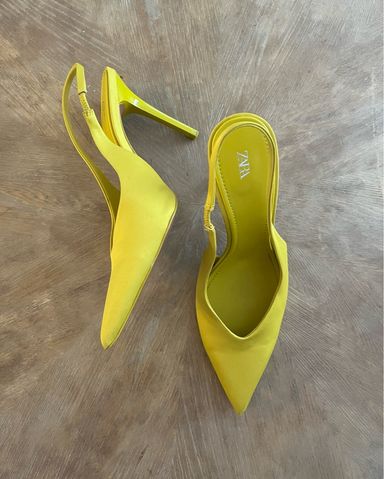 Zara Ruched Leather Butter Yellow Heels | Pickle