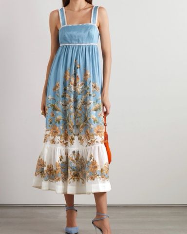 スペシャルオファ Maxi Linen Vitali Zimmerman Dress Pickle | Blue スーツ・フォーマル・ドレス