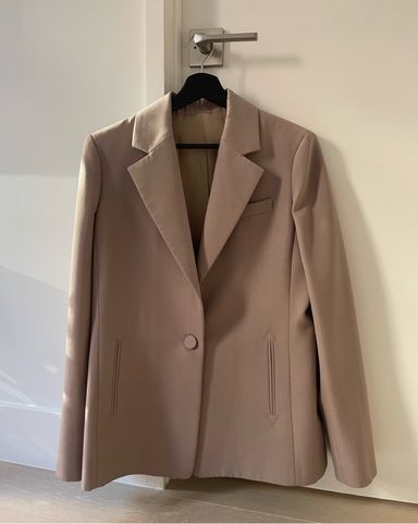 COS Peplum Cuff Linen Jacket Blazer | Pickle