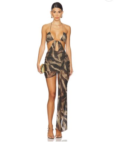 Jaded London Gina Asymmetric Mini Dress | Pickle