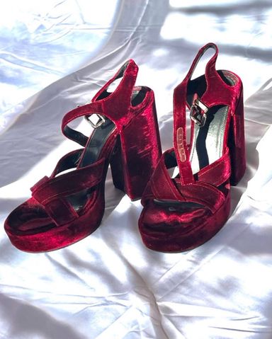 Staud Red Satin Platform Heels | Pickle