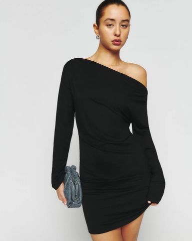 Reformation black long sleeve dress cheap