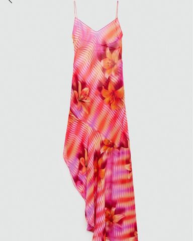 ◆Massimo Dutti◆ Rami Blend Long Print One Piece Long flowing ramie blend skirt · Chocolate · Sunglasses