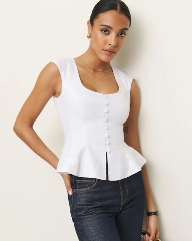 thenewsociety Anabella Blouse - 4Y 新品未使用 Reformation Anabella Linen Top | Anthropologie