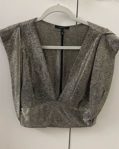Zara Metallic Gold Mesh Top | Pickle