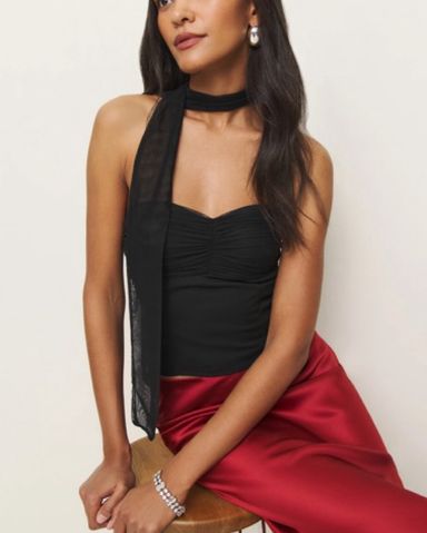 トップス REFORMATION Kemmy Black Top Reformation Off The Shoulder Black Top | Pickle