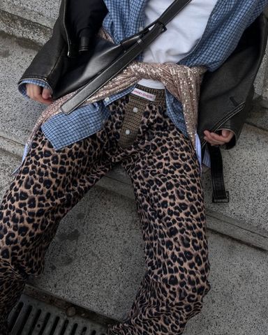 [NF]25SS●LEOPARD BOOTS CUT PANTS Highrise Leopard Print Bootcut Pants - NEWME