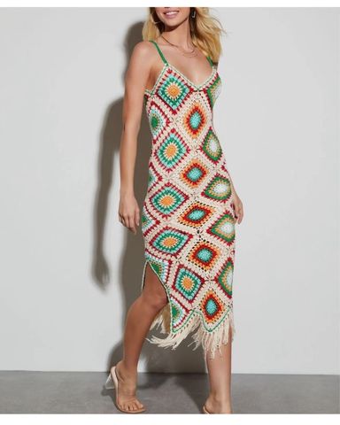 Zara Knit Fringe Multicolor Dress | Pickle
