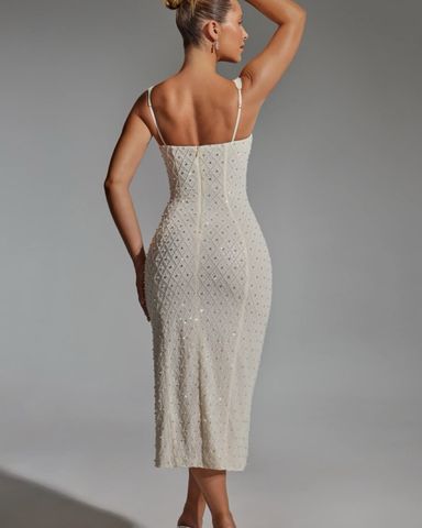 ASOS Pearl Embellished Halter Maxi Dress | Pickle