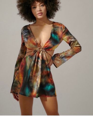 Enya Backless Mini Dress in Steel | Pickle