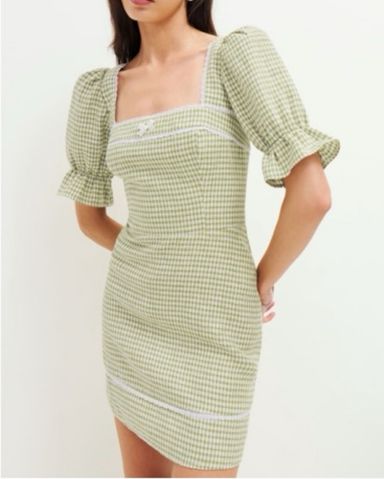 Reformation Checkered Green Dress | Pickle
