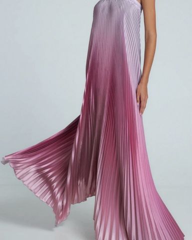 LIDEE Pink Pleated Ombre Maxi Dress | Pickle