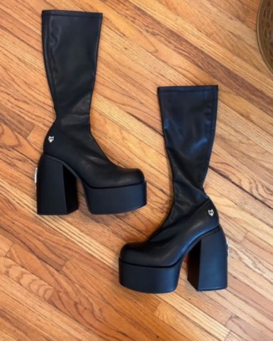 Naked Wolfe Sassy Black Platform Boots | Pickle