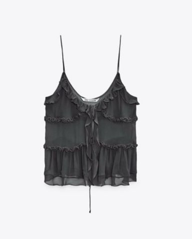 NEWモデル Zara Ruffled Semi Sheer Top | Pickle トップス