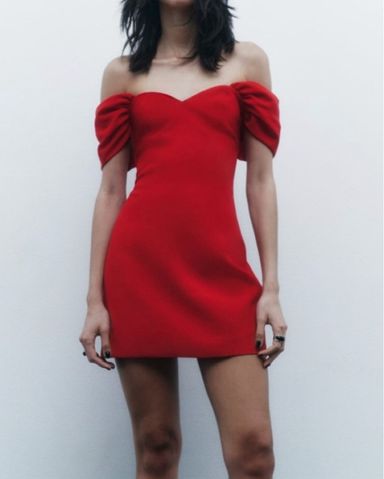 安心★関税込み★ZARA★PUFF HEM MINI DRESS Zara Puff Hem Red Mini Dress | Pickle