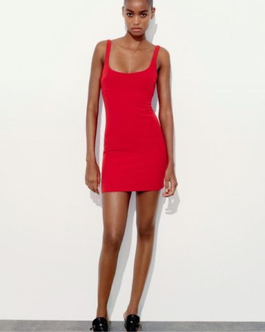 Zara red frill dress outlet