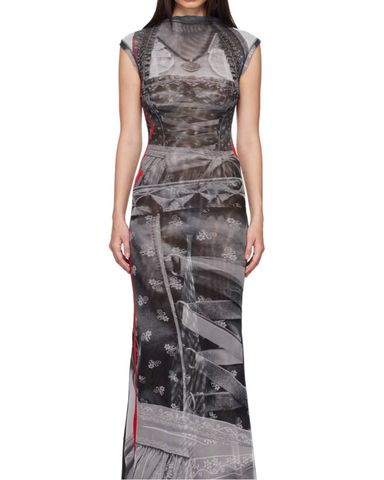 ワンピース OTTOLINGER CAT PRINT MESH MAXY DRESS (10150030102 PRIWHT) OTTOLINGER MESH MAXI DRESS CAT PRINT SS25 | DOSHABURI Shop