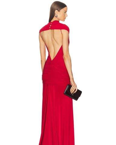Siedres Red Draped Jersey Dress | Pickle