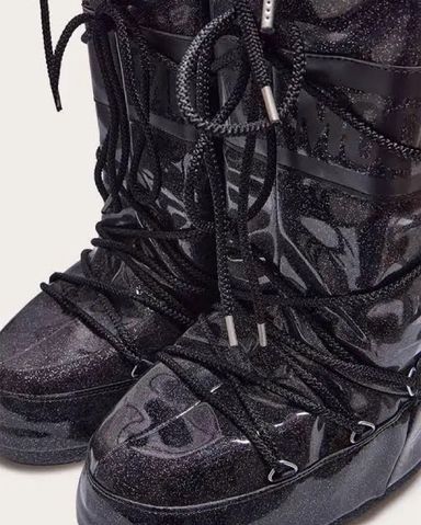 Black Patent Quilted Moon Boots | Pickle