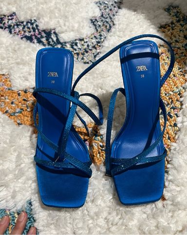 Zara blue strappy heels top