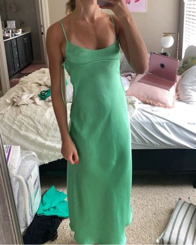 Zara Olive Green Satin Maxi Dress | Pickle