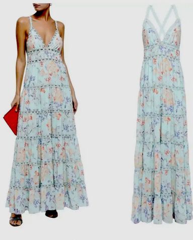 Alice+Olivia マキシードレス Selene Deep V Neck Pleated Maxi Dress In Happy Yellow