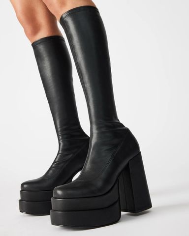 【Steve Madden】BERKLEIGH ストレッチ ブーツ BERKLEIGH Black Women's Knee High Boot – Steve Madden