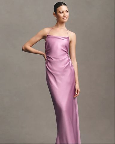 Reiss FAE SATIN CAPE MAXI DRESS IN PINK | Pickle