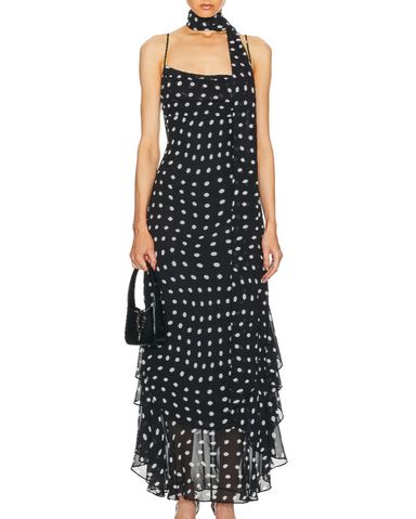 ◆Loulouseoul◆ Pearl Dot Dress Scarf Set Black P0000FPW LOULOUSEOUL Pearl Dot Dress / Scarf Set - Black | 하이츠스토어
