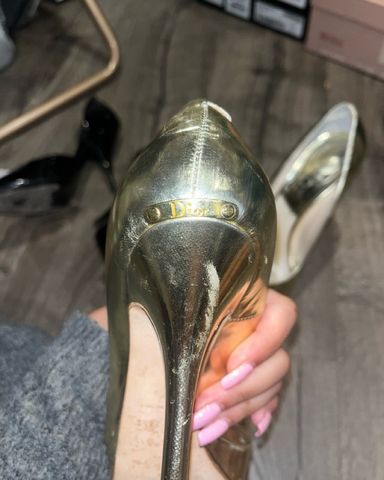 $1,350 Prada Gold Heels | Pickle