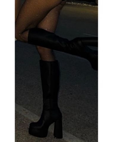 Black Leather Platform Boot | UNIF