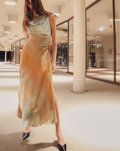★ZARA★ SATIN TIE-DYE MIDI DRESS Zara SATIN EFFECT MIDI TIE-DYE DRESS | Pickle