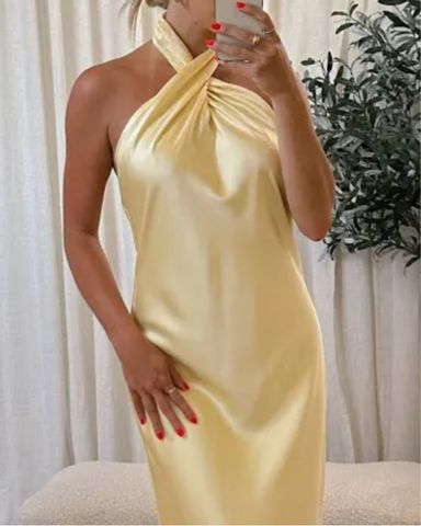 Butter Yellow Halter Dress | Pickle