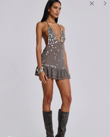 Jaded London Zarco Asymmetric Mini Dres | Pickle