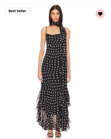 LPA Giulia Polka Dot Maxi Dress w/ Scarf | Pickle