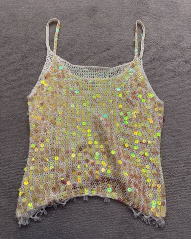 Zara Metallic Gold Mesh Top | Pickle