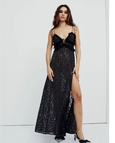 Reformation Black Maxi Lace Dress | Pickle