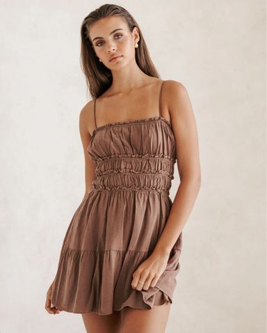 Matteau Shirred Bodice Mini Dress | Pickle