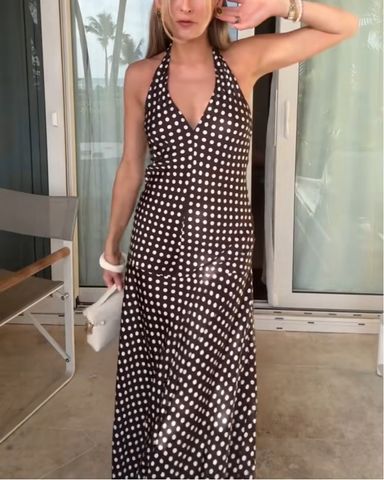 ◆Loulouseoul◆ Cherry Dot Frill Dress Brown P0000FPQ Burgundy Desiree Spot Frill Maxi Dress | WHISTLES | Whistles