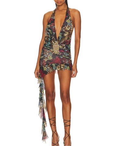 Jaded London Gina Asymmetric Mini Dress | Pickle